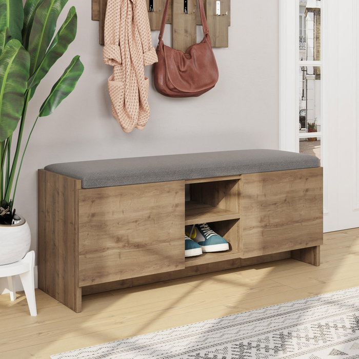 Hanah Home Zapatero Roble Oscuro 110cm Ancho x 43cm Alto x 37cm Profundo